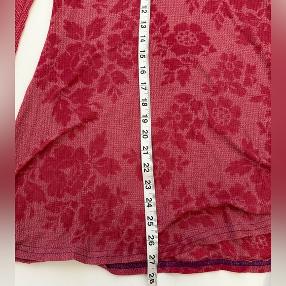 Vintage Free People Women's Red Floral Long Sleeve Top tunic size Medium - Picture 3 of 4